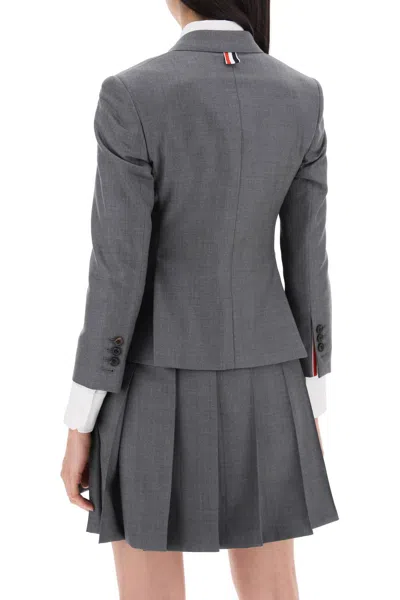 Shop Thom Browne Single Breasted Cropped Jacket In 120's Wool In Grey