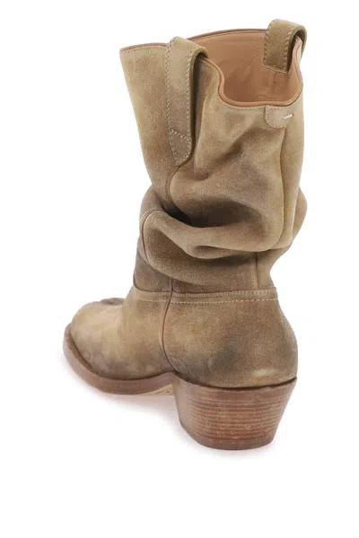 Shop Maison Margiela Texan Tabi Boots In Neutro