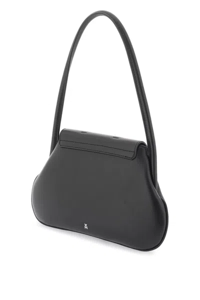 Shop Amina Muaddi Gemini Flat Shoulder Bag In 黑色的