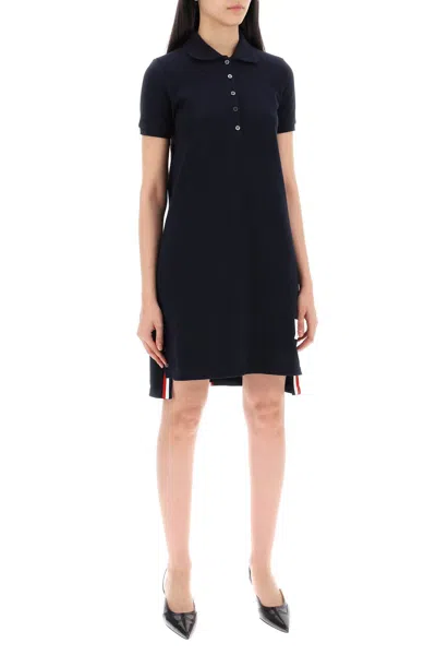 Shop Thom Browne Rwb Striped Polo Dress With Band In Blue