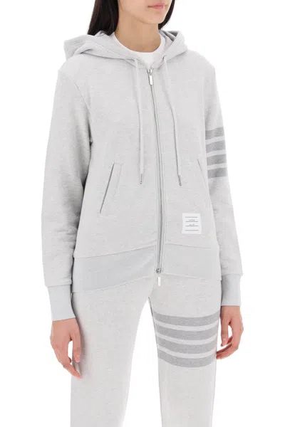 Shop Thom Browne 4 Bar Hoodie With Zipper And In Grey
