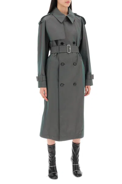 Shop Burberry Long Iridescent Trench In Green