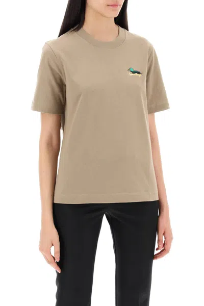 Shop Burberry T Shirt With Duck Detail In Khaki