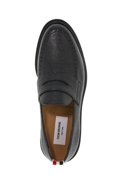 Shop Thom Browne Leather Loafers In Black