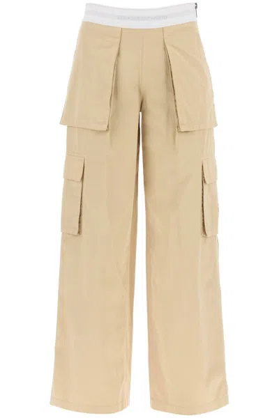 Shop Alexander Wang Rave Cargo Pants With Elastic Waistband In 浅褐色的