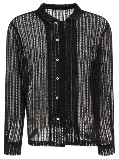 Shop Bode "meandering Lace" Shirt In Black