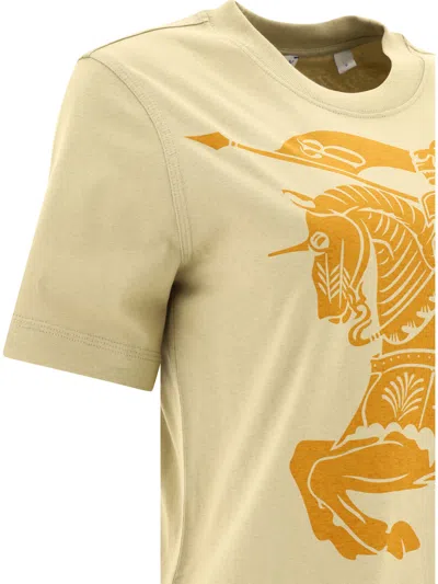 Shop Burberry "ekd" T Shirt In Beige