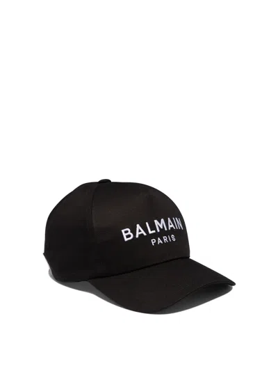 Balmain Logo Embroidered Baseball Cap In Black