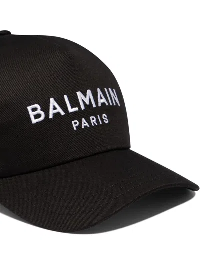 Balmain Logo Embroidered Baseball Cap In Black