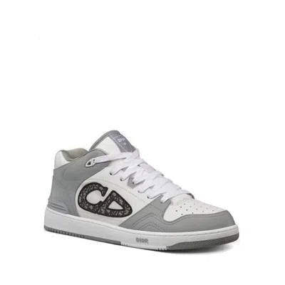 Shop Dior B57 Mid Leather Sneakers