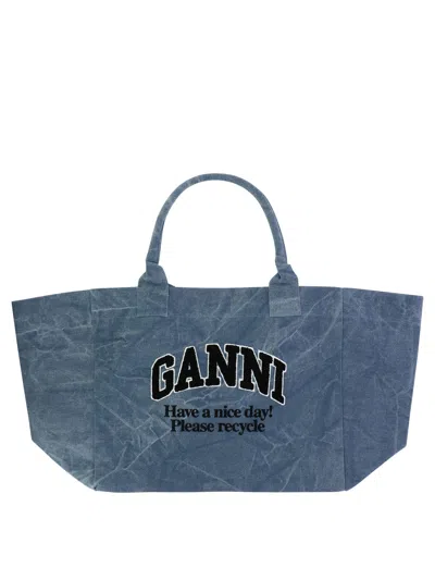 Shop Ganni Oversize Canvas Tote Bag