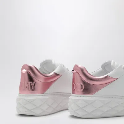 Shop Jimmy Choo Diamond Maxi White/pink Metallic Sneaker