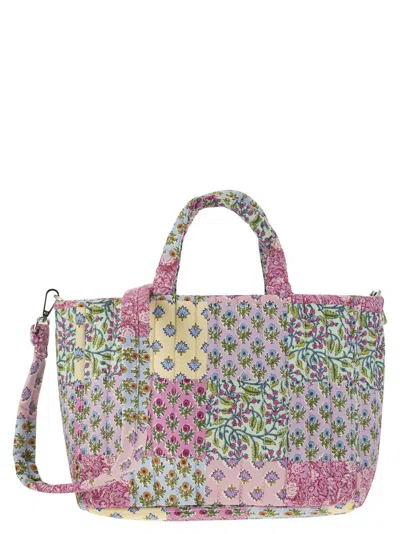 Shop Mc2 Saint Barth Soft Tote Mid Quilted Bag With Flowers