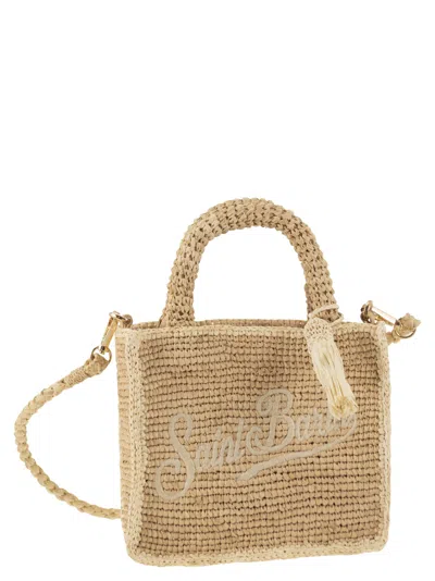 Shop Mc2 Saint Barth Vanity Mini Raffia Bag With Embroidery