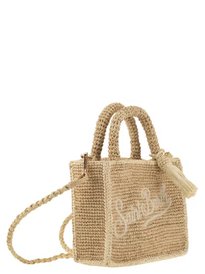 Shop Mc2 Saint Barth Vanity Mini Raffia Bag With Embroidery