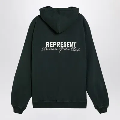 Shop Represent Forest Green Cotton Hoodie With Logo
