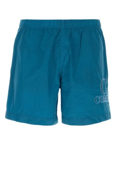 Shop C.p. Company Man Air Force Blue Nylon Swimming Shorts