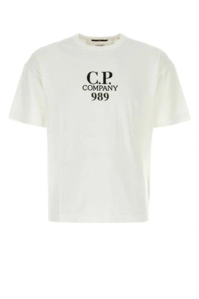 Shop C.p. Company Man Ivory Cotton T-shirt In White