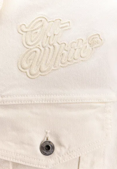 Shop Off-white 90s Logo Embroidered Denim Vest In White