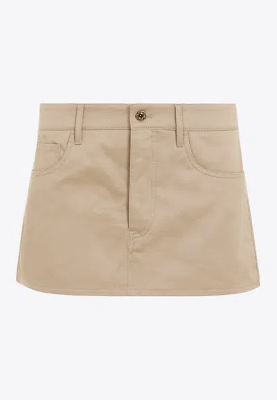 Miu Miu A-line Mini Skirt In Beige