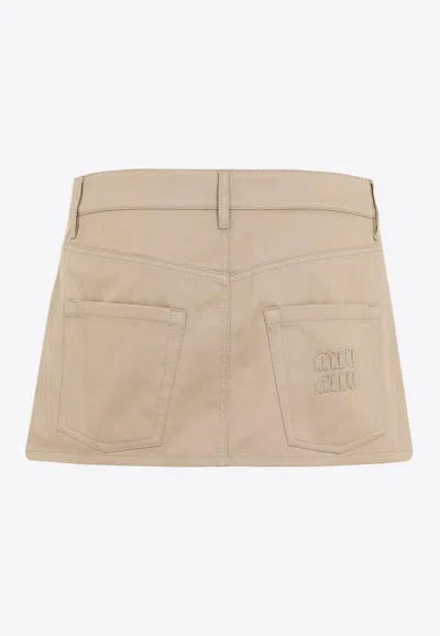 Miu Miu A-line Mini Skirt In Beige