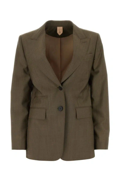 Max Mara Wool Blend Apice Blazer With Front Pockets In Brown