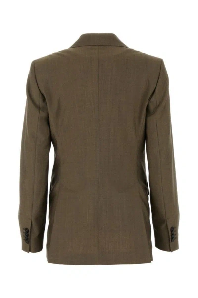 Max Mara Wool Blend Apice Blazer With Front Pockets In Brown