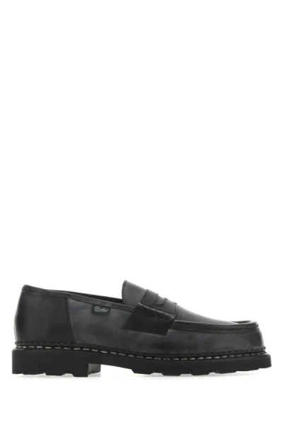 Shop Paraboot Man Black Leather Loafers