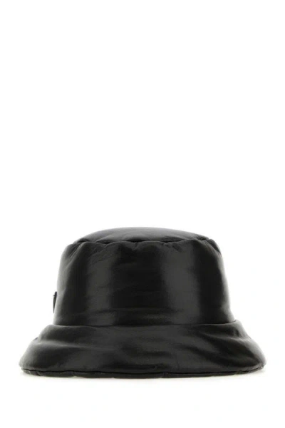 Shop Prada Woman Black Nappa Leather Padded Hat