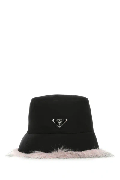 Shop Prada Woman Black Re-nylon Hat