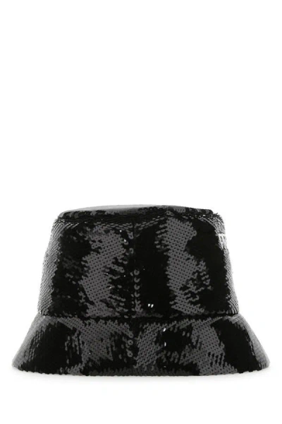 Prada Cappello Da Pescatore In Paillettes Nere Donna In Black