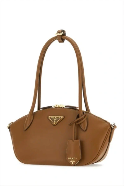 Shop Prada Woman Caramel Leather Small Handbag In Brown