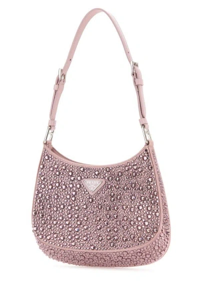 Shop Prada Woman Embellished Satin Cleo Handbag In Pink