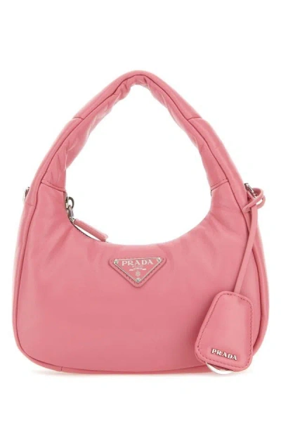 Shop Prada Woman Pink Nappa Leather Mini  Soft Handbag