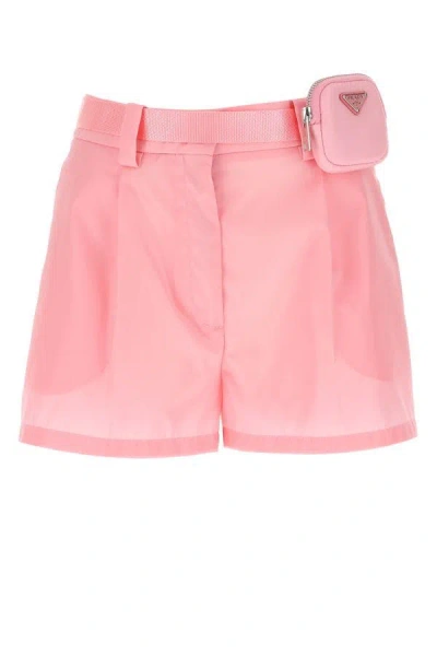 Shop Prada Woman Pink Nylon Shorts