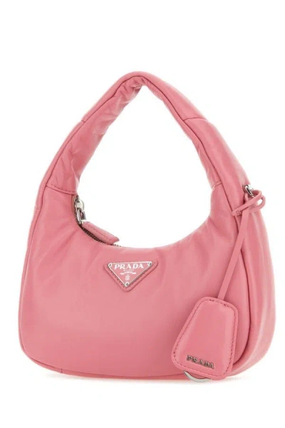 Shop Prada Woman Pink Nappa Leather Mini  Soft Handbag