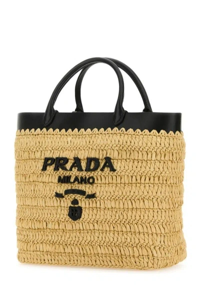 Shop Prada Woman Raffia Handbag In Brown