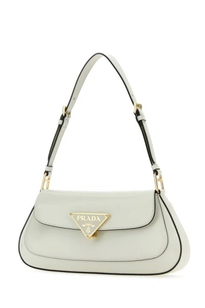 Shop Prada Woman White Leather Shoulder Bag