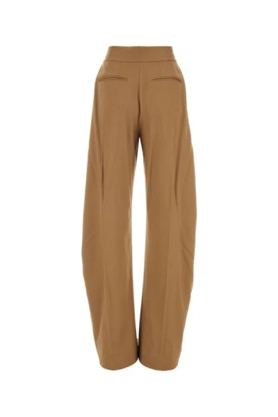 Shop Attico The  Woman Camel Stretch Wool Wide-leg Gary Pant In Brown