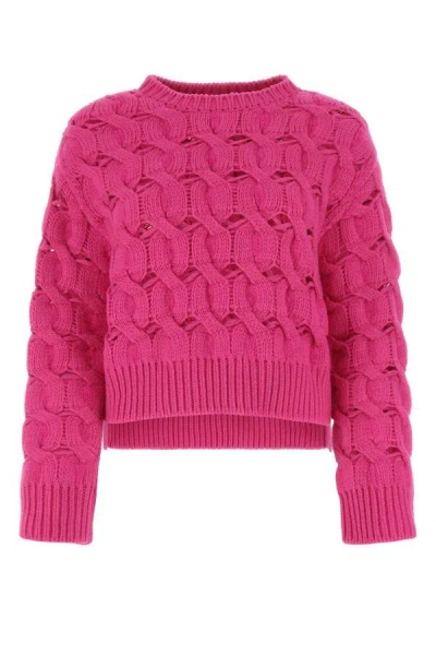 Shop Valentino Garavani Woman Pink Pp Wool Blend Oversize Sweater