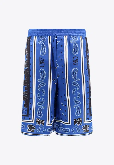 Shop Off-white Bandana Print Bermuda Shorts In Blue