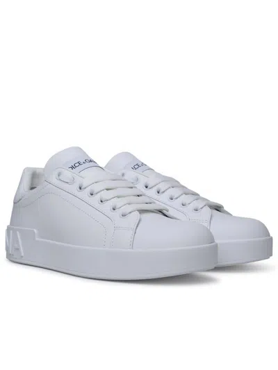 Shop Dolce & Gabbana 'portofino' White Calf Leather Sneakers