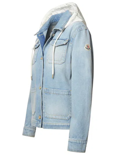 Shop Moncler 'melissa' Light Blue Denim Jacket