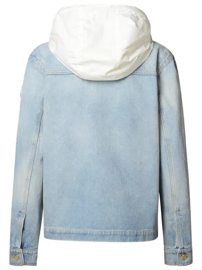 Shop Moncler 'melissa' Light Blue Denim Jacket