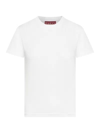 Shop Gucci Cotton Jersey T-shirt With Embroidery In White