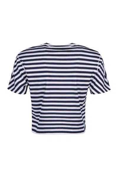 Shop Gucci Striped Jersey T-shirt In Multicolor