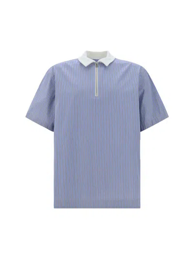 Shop Sacai Polo Shirts In L/blue Stripe