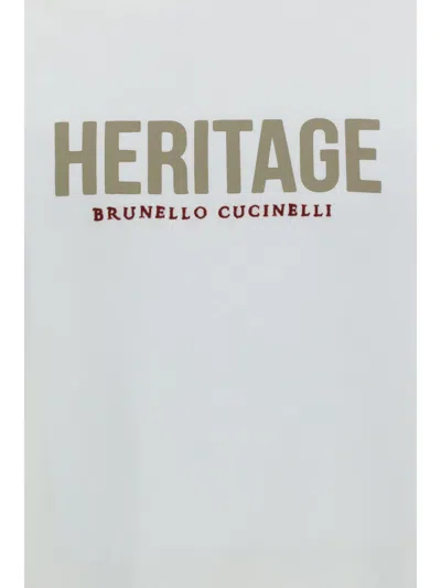 Shop Brunello Cucinelli T-shirts In Off White+creta+rosso