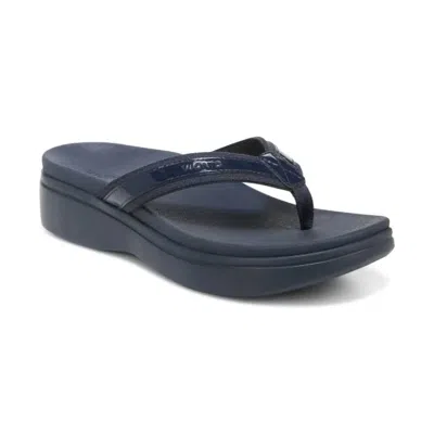 Shop Vionic Women's High Tide Ii Platform Sandal - Wide Width In Navy Patent In Multi