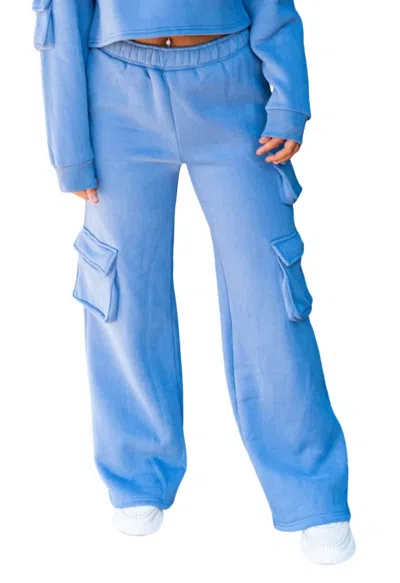 Shop Bailey Rose Fresh Start Mini Pocket Sweatpants In Vintage Blue